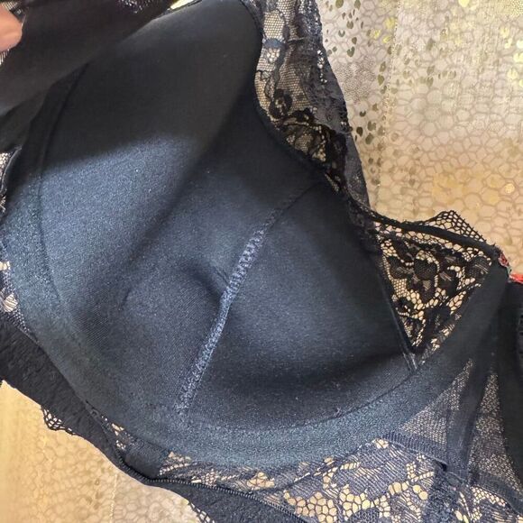 Adore Me Red Green Plaid Rochelle Plus Black Lace Bra Lingerie Set 40H 2X - Picture 4 of 7